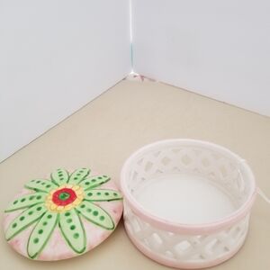 Unk Pink and Green Decorative Lidded Basket